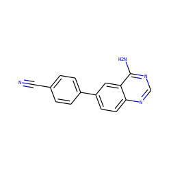 N#Cc1ccc(-c2ccc3ncnc(N)c3c2)cc1 ZINC000148840501