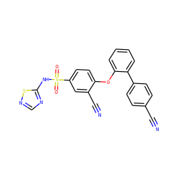 N#Cc1ccc(-c2ccccc2Oc2ccc(S(=O)(=O)Nc3ncns3)cc2C#N)cc1 ZINC000095585132