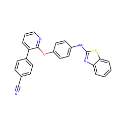 N#Cc1ccc(-c2cccnc2Oc2ccc(Nc3nc4ccccc4s3)cc2)cc1 ZINC000139096829