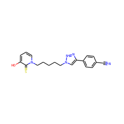 N#Cc1ccc(-c2cn(CCCCCn3cccc(O)c3=S)nn2)cc1 ZINC000103255708