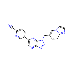 N#Cc1ccc(-c2cnc3nnn(Cc4ccc5nccn5c4)c3n2)cn1 ZINC000149544412