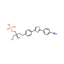 N#Cc1ccc(-c2nc(-c3ccc(CC[C@](N)(CO)COP(=O)(O)O)cc3)co2)cc1 ZINC000299832420