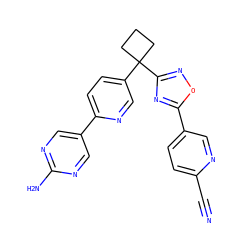 N#Cc1ccc(-c2nc(C3(c4ccc(-c5cnc(N)nc5)nc4)CCC3)no2)cn1 ZINC000096175488