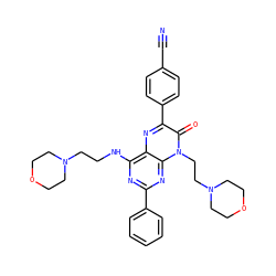 N#Cc1ccc(-c2nc3c(NCCN4CCOCC4)nc(-c4ccccc4)nc3n(CCN3CCOCC3)c2=O)cc1 ZINC000142869724