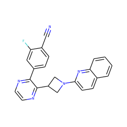 N#Cc1ccc(-c2nccnc2C2CN(c3ccc4ccccc4n3)C2)cc1F ZINC000140140191