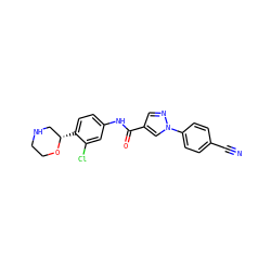 N#Cc1ccc(-n2cc(C(=O)Nc3ccc([C@H]4CNCCO4)c(Cl)c3)cn2)cc1 ZINC000149937834