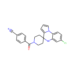 N#Cc1ccc(C(=O)N2CCC3(CC2)Nc2cc(Cl)ccc2-n2cccc23)cc1 ZINC000205507139