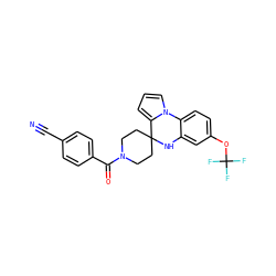 N#Cc1ccc(C(=O)N2CCC3(CC2)Nc2cc(OC(F)(F)F)ccc2-n2cccc23)cc1 ZINC000165614086