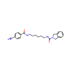 N#Cc1ccc(C(=O)NCCCCCCNC(=O)N2Cc3ccccc3C2)cc1 ZINC000167603357