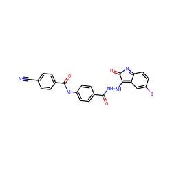 N#Cc1ccc(C(=O)Nc2ccc(C(=O)NNC3=c4cc(I)ccc4=NC3=O)cc2)cc1 ZINC000137223416