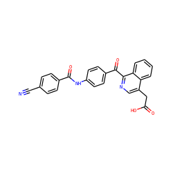 N#Cc1ccc(C(=O)Nc2ccc(C(=O)c3ncc(CC(=O)O)c4ccccc34)cc2)cc1 ZINC000103256259