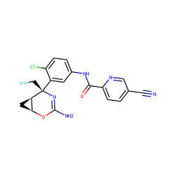 N#Cc1ccc(C(=O)Nc2ccc(Cl)c([C@]3(CF)N=C(N)O[C@H]4C[C@H]43)c2)nc1 ZINC000226081032