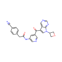 N#Cc1ccc(CC(=O)Nc2cncc(C(=O)c3cn(C4COC4)c4ncncc34)c2)cc1 ZINC000169707775