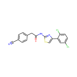 N#Cc1ccc(CC(=O)Nc2nc(-c3cc(Cl)ccc3Cl)cs2)cc1 ZINC000103235265