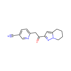 N#Cc1ccc(CC(=O)c2cc3n(n2)CCCC3)nc1 ZINC000096911174