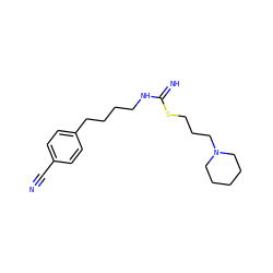 N#Cc1ccc(CCCCNC(=N)SCCCN2CCCCC2)cc1 ZINC000096939845