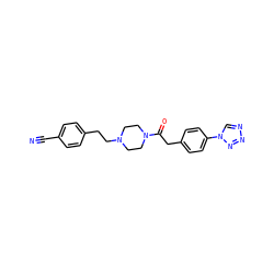 N#Cc1ccc(CCN2CCN(C(=O)Cc3ccc(-n4cnnn4)cc3)CC2)cc1 ZINC000096286278