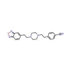 N#Cc1ccc(CCN2CCN(CCc3ccc4nonc4c3)CC2)cc1 ZINC000095558324