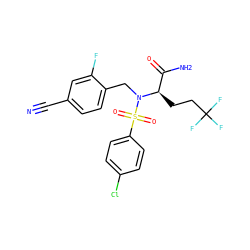 N#Cc1ccc(CN([C@H](CCC(F)(F)F)C(N)=O)S(=O)(=O)c2ccc(Cl)cc2)c(F)c1 ZINC000084703745