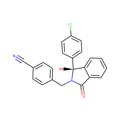 N#Cc1ccc(CN2C(=O)c3ccccc3[C@@]2(O)c2ccc(Cl)cc2)cc1 ZINC000066122791