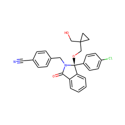 N#Cc1ccc(CN2C(=O)c3ccccc3[C@@]2(OCC2(CO)CC2)c2ccc(Cl)cc2)cc1 ZINC000066114514