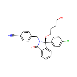 N#Cc1ccc(CN2C(=O)c3ccccc3[C@@]2(OCCCCO)c2ccc(Cl)cc2)cc1 ZINC000066128716