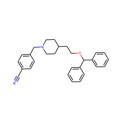 N#Cc1ccc(CN2CCC(CCOC(c3ccccc3)c3ccccc3)CC2)cc1 ZINC000013494217