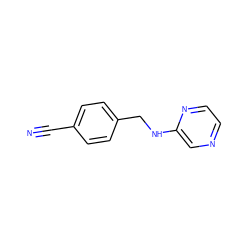 N#Cc1ccc(CNc2cnccn2)cc1 ZINC000004110210