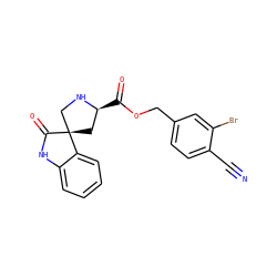 N#Cc1ccc(COC(=O)[C@H]2C[C@]3(CN2)C(=O)Nc2ccccc23)cc1Br ZINC000095579138