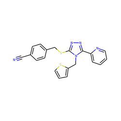 N#Cc1ccc(CSc2nnc(-c3ccccn3)n2Cc2cccs2)cc1 ZINC000066123335