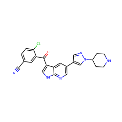N#Cc1ccc(Cl)c(C(=O)c2c[nH]c3ncc(-c4cnn(C5CCNCC5)c4)cc23)c1 ZINC000473089532