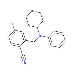 N#Cc1ccc(Cl)cc1CN(c1ccccc1)C1CCNCC1 ZINC000029129521