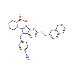 N#Cc1ccc(Cn2c([C@@H]3CCCC[C@H]3C(=O)O)nc3cc(OCc4ccc5ccccc5n4)ccc32)cc1 ZINC000220523453