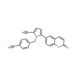 N#Cc1ccc(Cn2c(C#N)ccc2-c2ccc3oc(=O)ccc3c2)cc1 ZINC001772589657