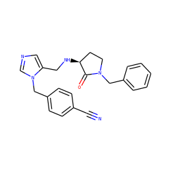N#Cc1ccc(Cn2cncc2CN[C@H]2CCN(Cc3ccccc3)C2=O)cc1 ZINC000013863846