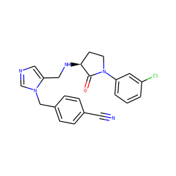 N#Cc1ccc(Cn2cncc2CN[C@H]2CCN(c3cccc(Cl)c3)C2=O)cc1 ZINC000013863856