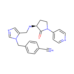 N#Cc1ccc(Cn2cncc2CN[C@H]2CCN(c3ccncc3)C2=O)cc1 ZINC000013863862