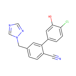 N#Cc1ccc(Cn2cncn2)cc1-c1ccc(Cl)c(O)c1 ZINC000045370987