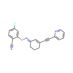 N#Cc1ccc(F)cc1O/N=C1/C=C(C#Cc2ccccn2)CCC1 ZINC000049112154
