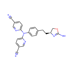 N#Cc1ccc(N(c2ccc(CC[C@H]3COC(N)=N3)cc2)c2ccc(C#N)cn2)nc1 ZINC000139680809