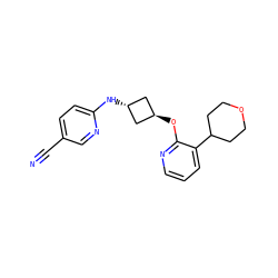 N#Cc1ccc(N[C@H]2C[C@H](Oc3ncccc3C3CCOCC3)C2)nc1 ZINC000144585283