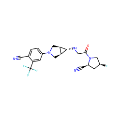 N#Cc1ccc(N2C[C@H]3[C@H](NCC(=O)N4C[C@@H](F)C[C@H]4C#N)[C@H]3C2)cc1C(F)(F)F ZINC000101180529