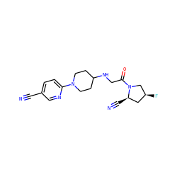N#Cc1ccc(N2CCC(NCC(=O)N3C[C@@H](F)C[C@H]3C#N)CC2)nc1 ZINC000040934506