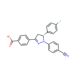 N#Cc1ccc(N2N=C(c3ccc(C(=O)O)cc3)C[C@@H]2c2ccc(F)cc2)cc1 ZINC000058541427