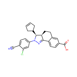 N#Cc1ccc(N2N=C3c4ccc(C(=O)O)cc4CC[C@@H]3[C@@H]2C2CC=CC2)cc1Cl ZINC000058576098