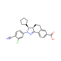 N#Cc1ccc(N2N=C3c4ccc(C(=O)O)cc4CC[C@@H]3[C@@H]2C2CCCC2)cc1Cl ZINC000058583489