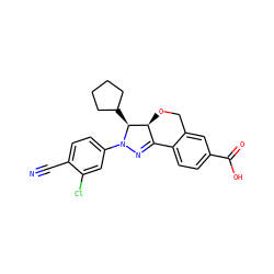N#Cc1ccc(N2N=C3c4ccc(C(=O)O)cc4CO[C@@H]3[C@@H]2C2CCCC2)cc1Cl ZINC000058575990