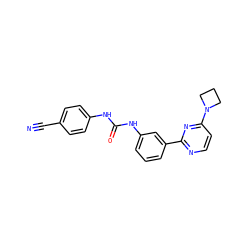 N#Cc1ccc(NC(=O)Nc2cccc(-c3nccc(N4CCC4)n3)c2)cc1 ZINC001772620121