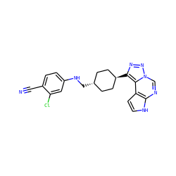 N#Cc1ccc(NC[C@H]2CC[C@H](c3nnn4cnc5[nH]ccc5c34)CC2)cc1Cl ZINC001772636555