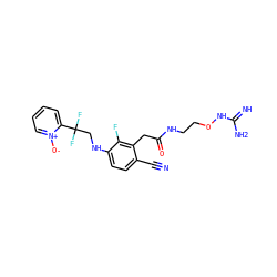 N#Cc1ccc(NCC(F)(F)c2cccc[n+]2[O-])c(F)c1CC(=O)NCCONC(=N)N ZINC000029043554